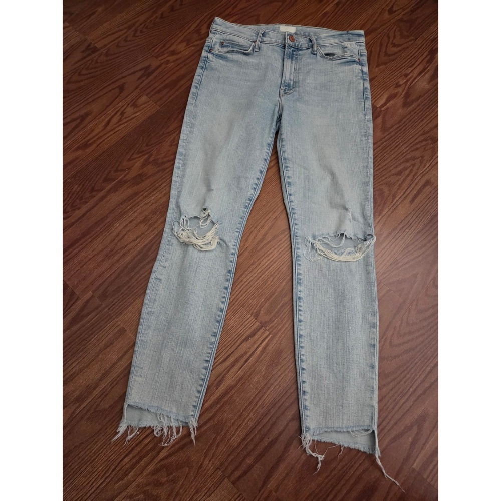 Mother The Stunner Zip Ankle Step Fray Jeans Rolling In The Bushes Distressed